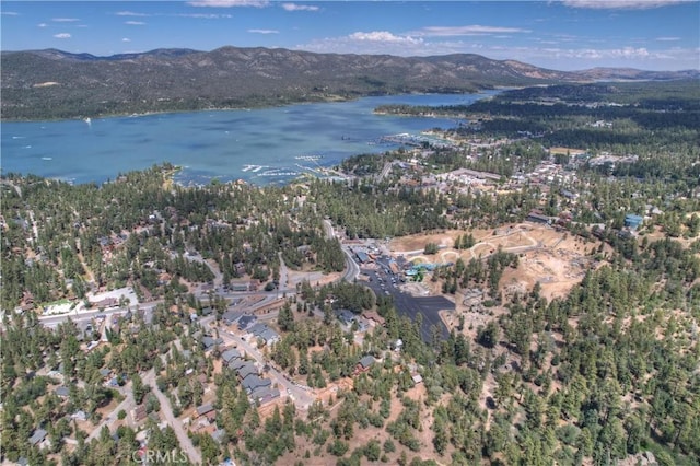 aerial view with a water and mountain view