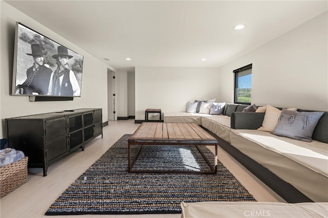 living room with light wood-type flooring