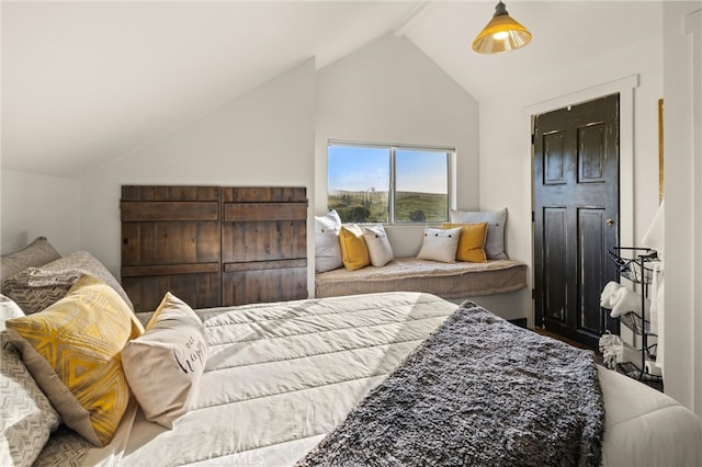 bedroom with vaulted ceiling