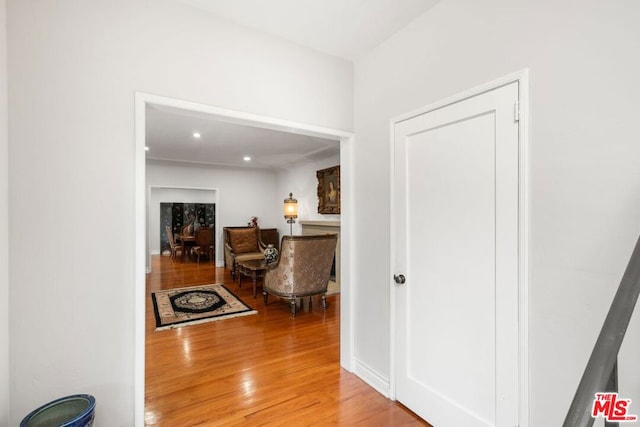 corridor featuring light wood-type flooring