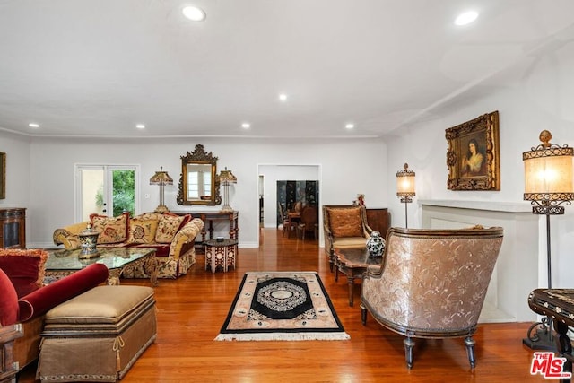 living room with hardwood / wood-style floors