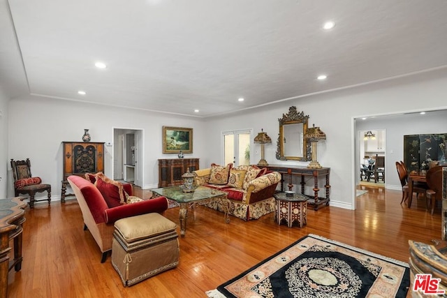 living room featuring hardwood / wood-style flooring