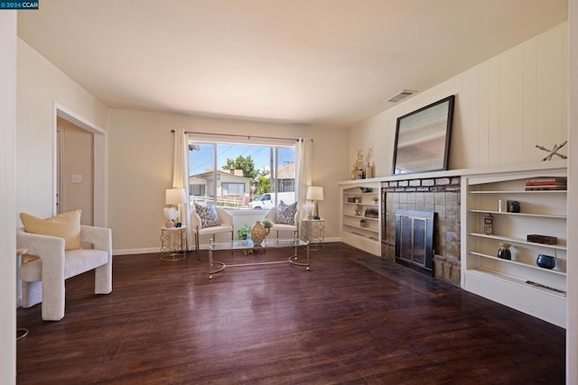 unfurnished room with dark wood-type flooring