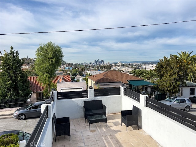 view of terrace with an outdoor living space