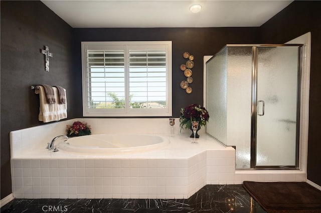 bathroom with plus walk in shower