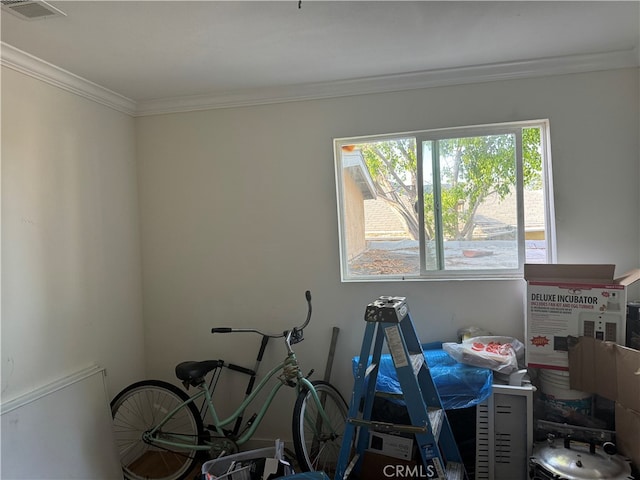 miscellaneous room with crown molding