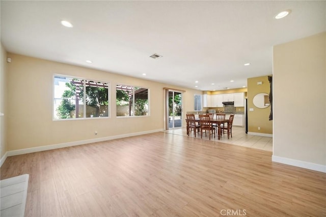 living room featuring light wood-type flooring