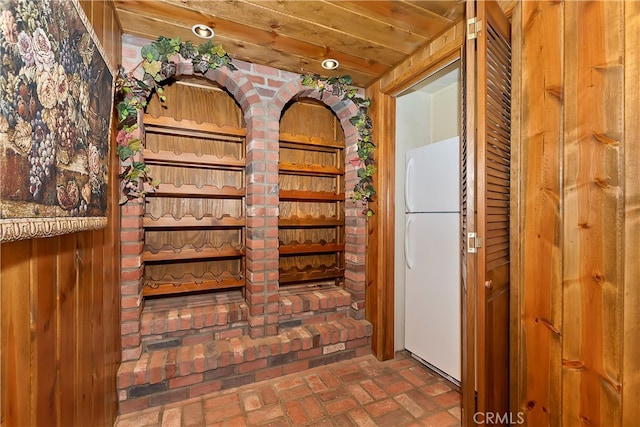 hallway featuring wood ceiling