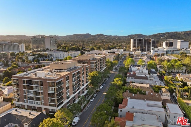 birds eye view of property featuring a mountain view