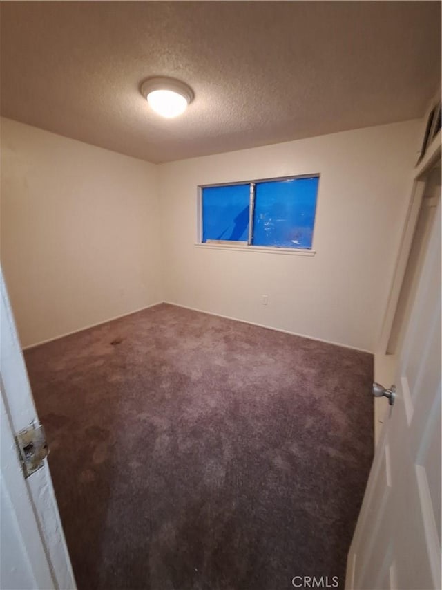 empty room featuring carpet and a textured ceiling