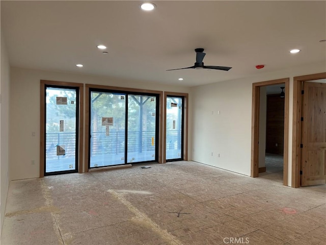 spare room featuring ceiling fan