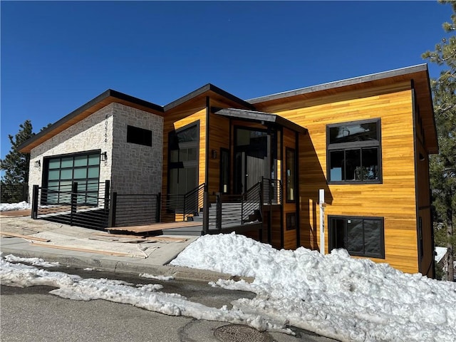 contemporary home with a garage