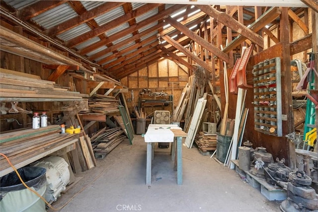 view of unfinished attic