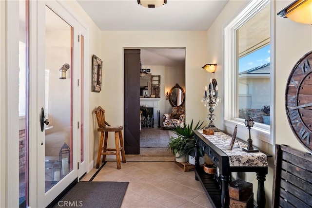 interior space featuring light tile patterned floors