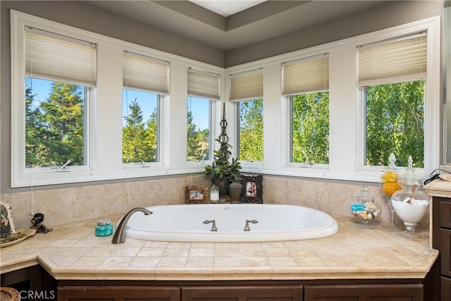 bathroom with a tub to relax in