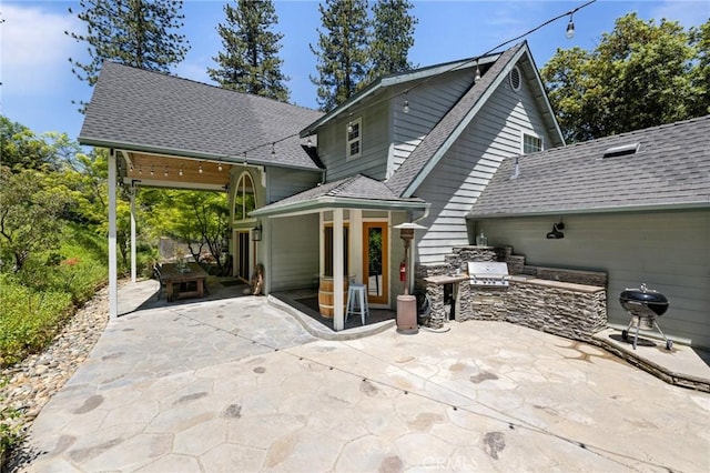 rear view of house featuring an outdoor kitchen and a patio area