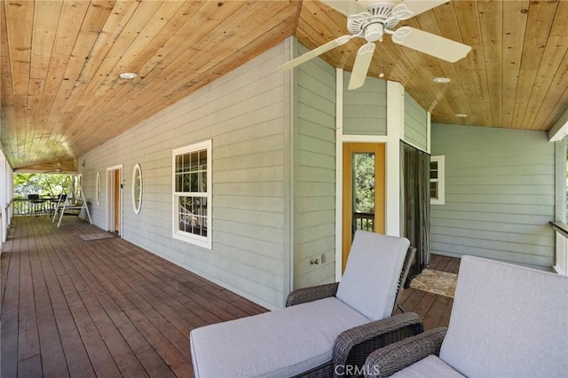 wooden terrace with ceiling fan