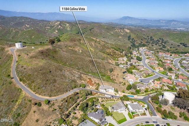 aerial view with a mountain view