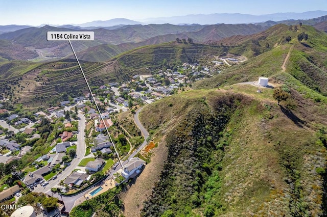 aerial view with a mountain view