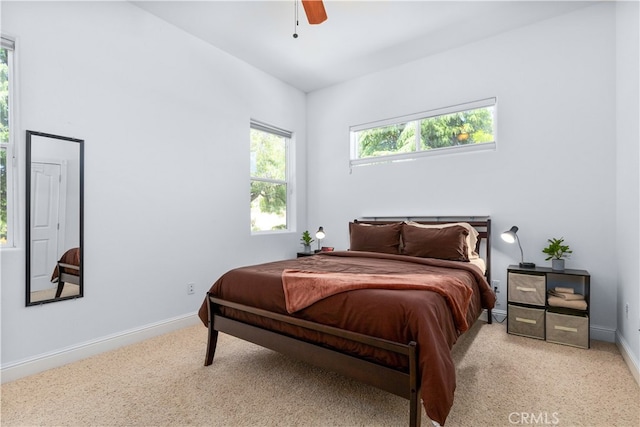 bedroom featuring carpet and ceiling fan