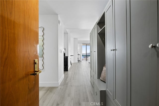 hallway with light hardwood / wood-style flooring