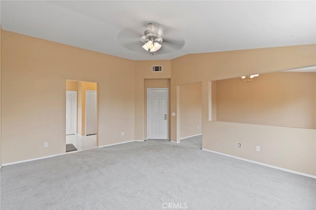 carpeted empty room with ceiling fan