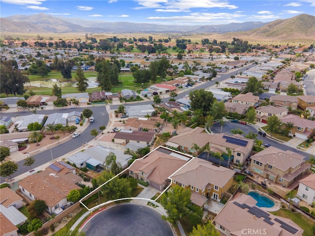 bird's eye view with a mountain view