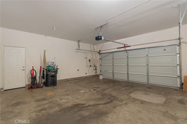 garage with a garage door opener