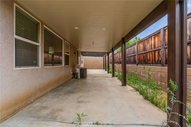 view of patio featuring central air condition unit