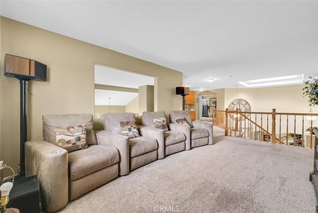 home theater room with carpet floors