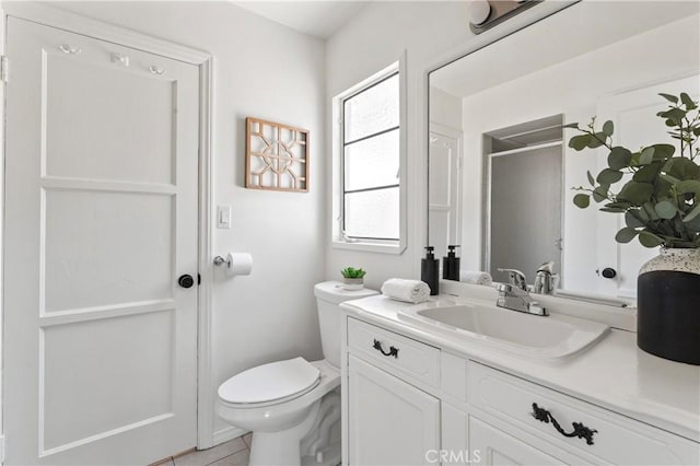 3210 Live Oak Park Rd, Fallbrook, CA 92028 - full bathroom with vanity, a shower with door, and tile patterned floors