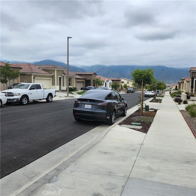 view of street with a mountain view