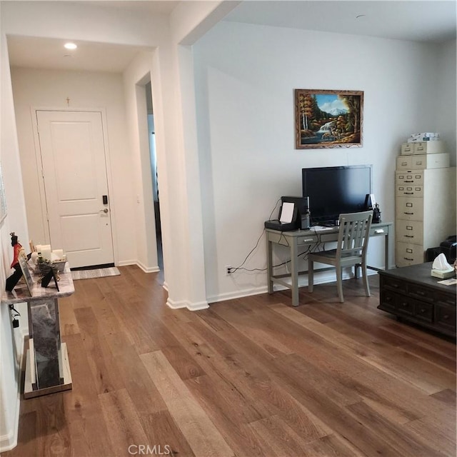 office featuring hardwood / wood-style flooring