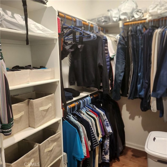 spacious closet featuring hardwood / wood-style floors