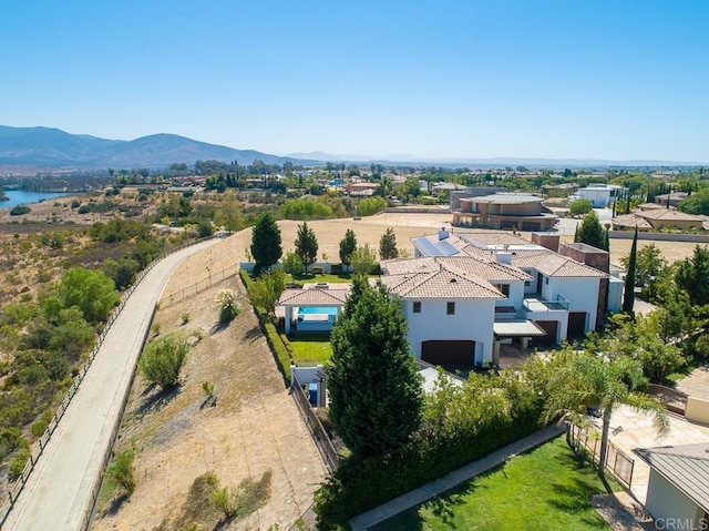 aerial view with a mountain view