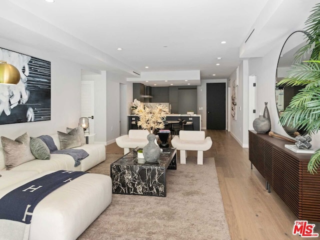 living room featuring light wood-type flooring