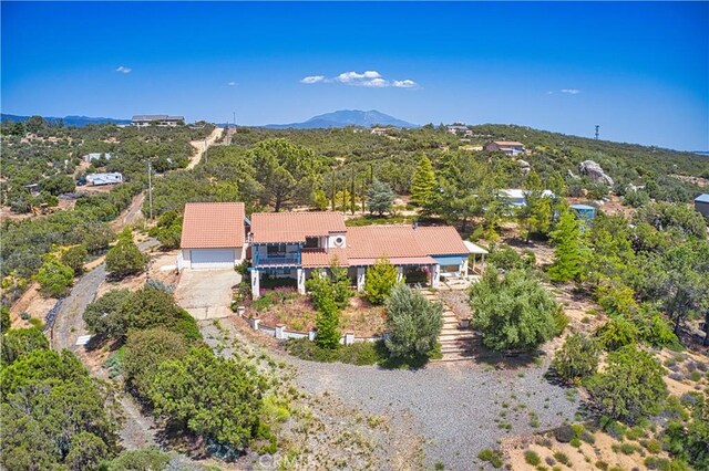 birds eye view of property featuring a mountain view