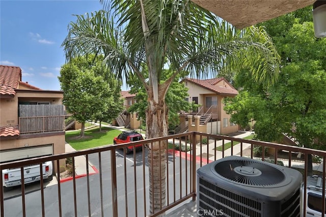 balcony with central AC unit