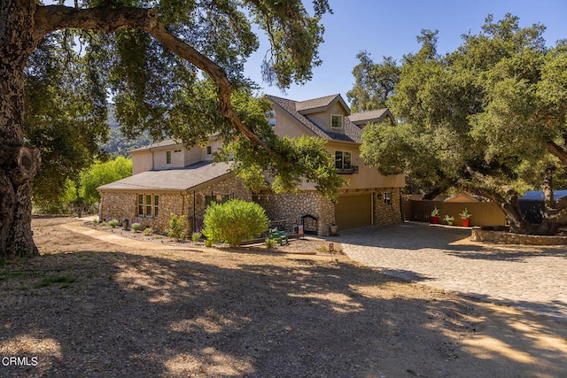 exterior space featuring a garage