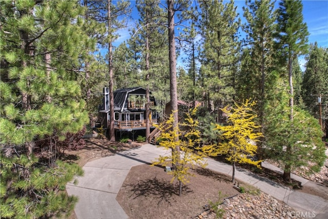 view of front of home with a deck