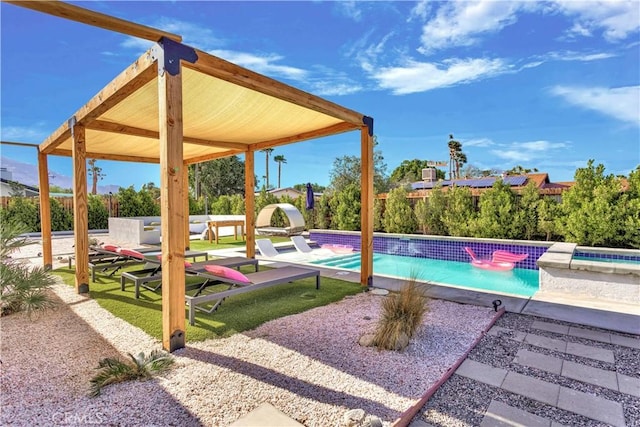 pool with a patio area