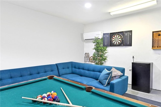 rec room featuring a wall unit AC and billiards