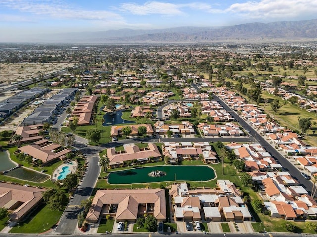 drone / aerial view with a mountain view