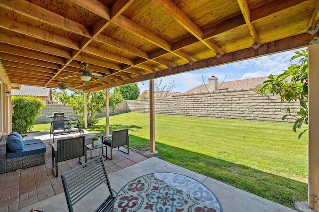 view of patio / terrace with ceiling fan