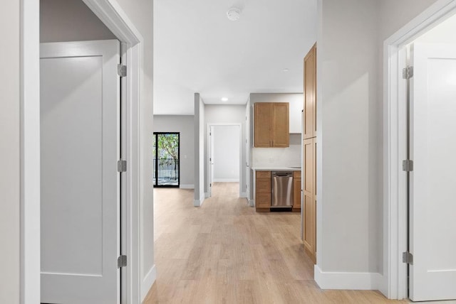 hall featuring light hardwood / wood-style flooring