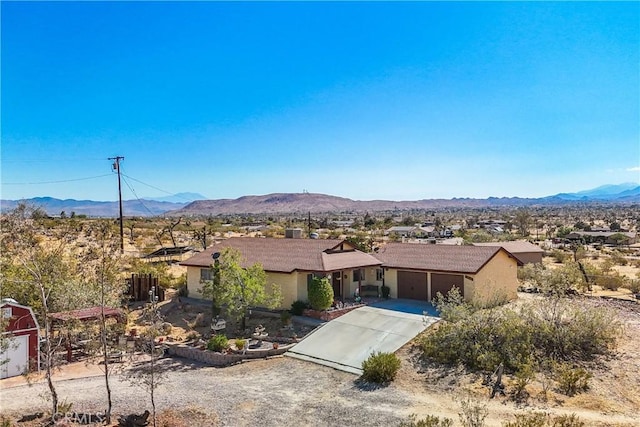 exterior space featuring a mountain view