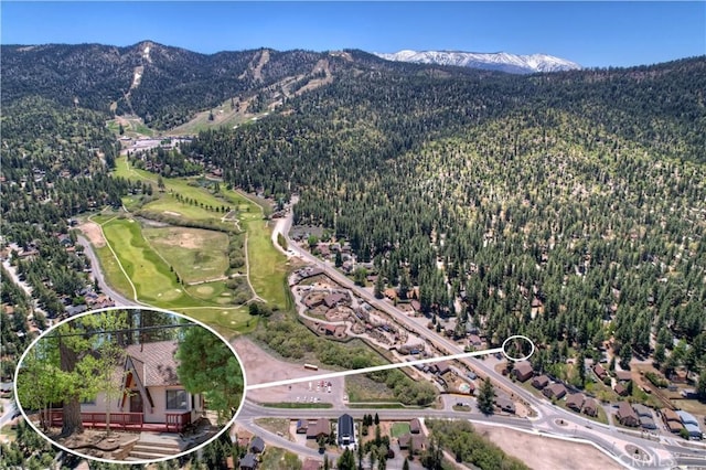 aerial view with a mountain view