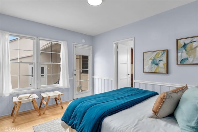 bedroom with light hardwood / wood-style floors