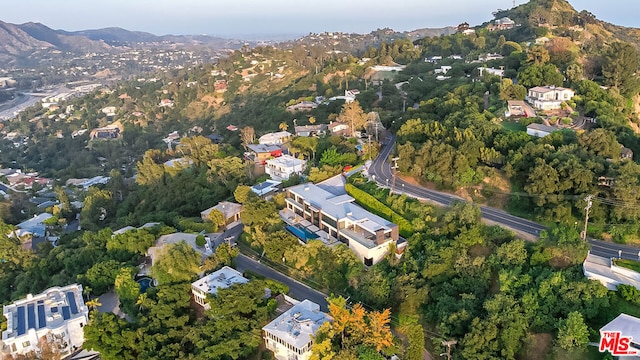 bird's eye view with a mountain view