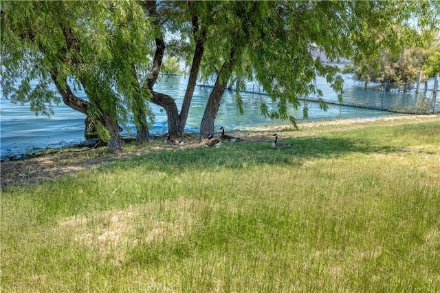 view of yard featuring a water view